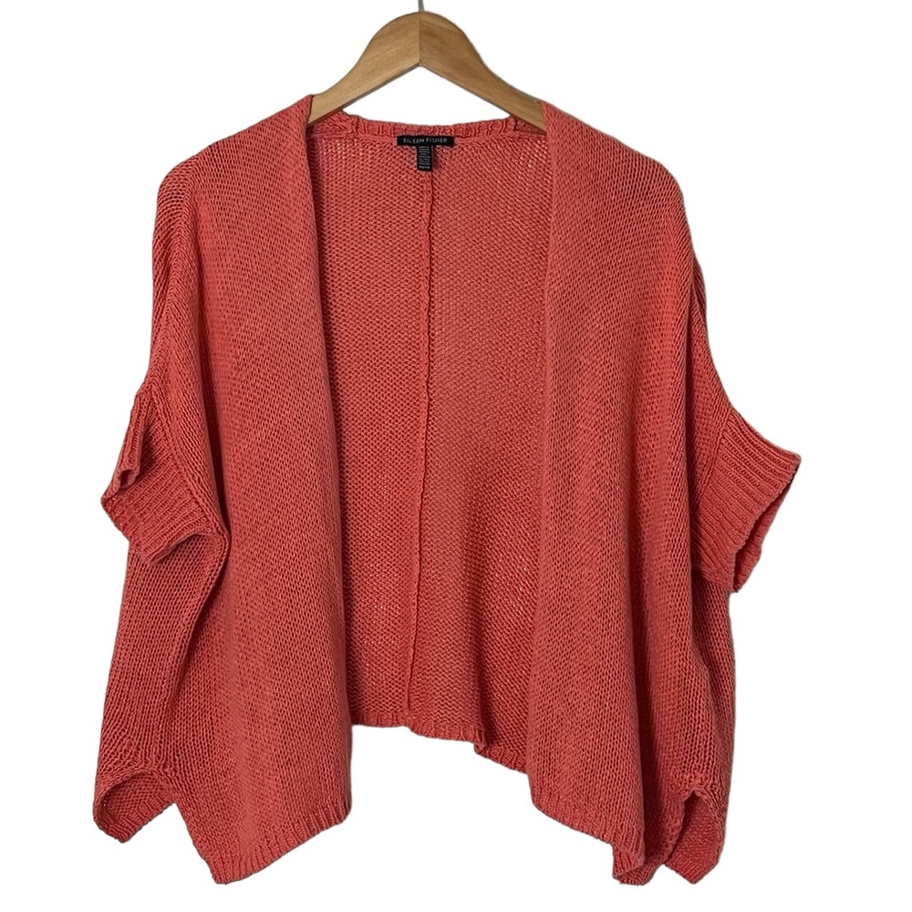 Eileen Fisher | Organic cotton knit shrug short sleeve open cardigan siz…